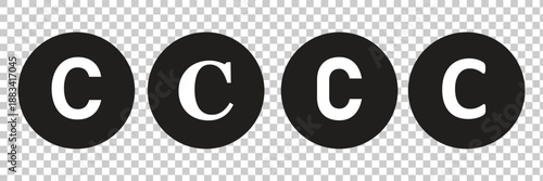 copyright symbol icon set, minimal circular copyright sign illustration, intellectual property protection concept, isolated vector design for legal and branding use