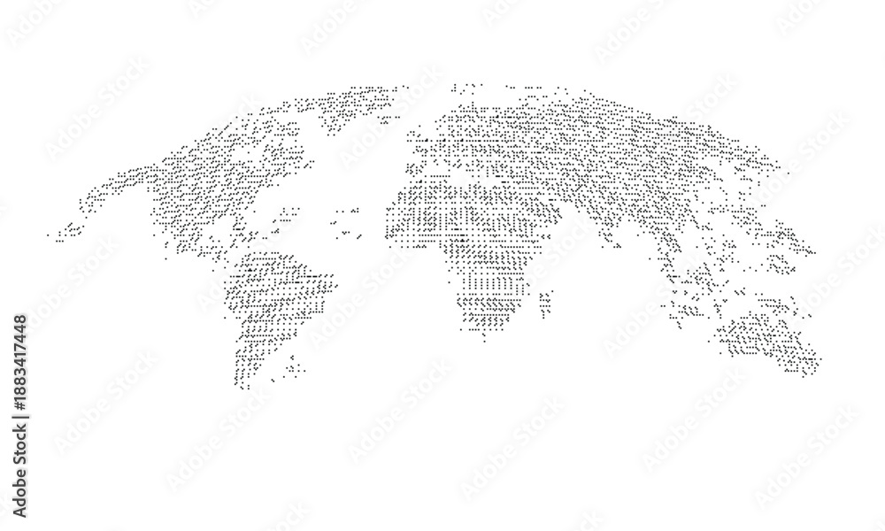 Fototapeta premium A black and white illustration of a world map made up of small dots