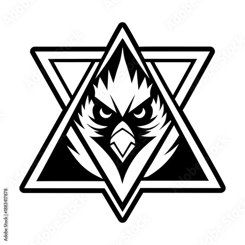 A glyph style icon showing a cardinal face