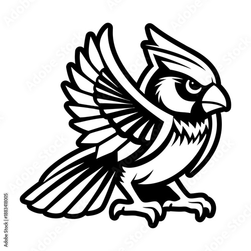 A glyph style icon of a cardinal bird