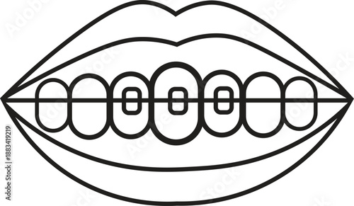 Teeth with dental braces icon