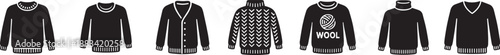 Sweater icon set in clean vector EPS format, perfect for winter fashion, clothing apps, e-commerce, and UI design.