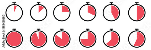 Stopwatch timing icon set. Number Five Countdown Timer Graphic, Professional Vector Illustration for Project Deadlines, Speed, and Sports Timing Sequences