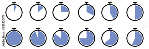 Stopwatch timing icon set. Number Two Countdown Graphic, Minimalist Vector Icon for Final Moments, Competition Start, and Event Scheduling
