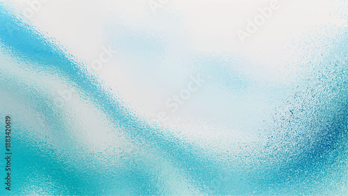 Blue abstract watercolor background with a cold nature texture featuring soft winter frost and light blue sky clouds on a wavy surface