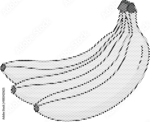 Banana Fruit Healthy Snack Tropical Nutrition Halftone Vector