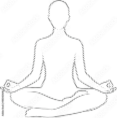 Meditation Person Lotus Pose Wellness Peace Halftone Vector