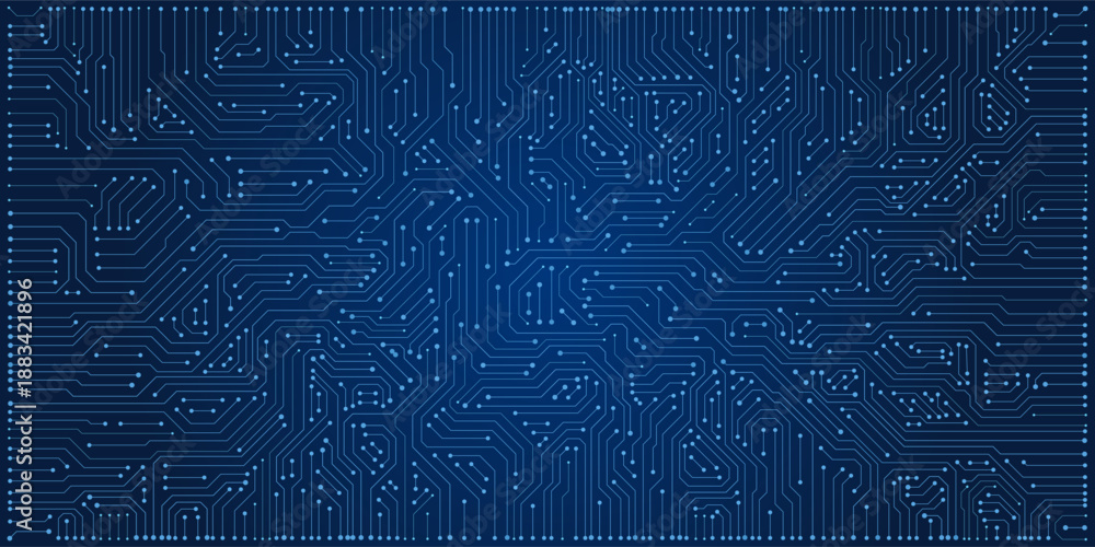 Ταπετσαρία Motherboard design with vibrant blue circuitry and microchip elements