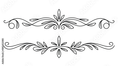 Vintage Floral Flourish Divider Line Art Set