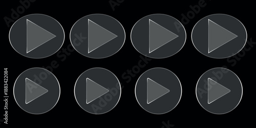 Play button glass icon vector. glass video buttons transparent background symbol. vector illustration