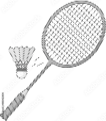 Badminton Racket Sport Equipment Match Halftone Athletic Graphic