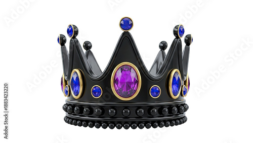 Black Crown with Amethyst and Sapphire Gemstones