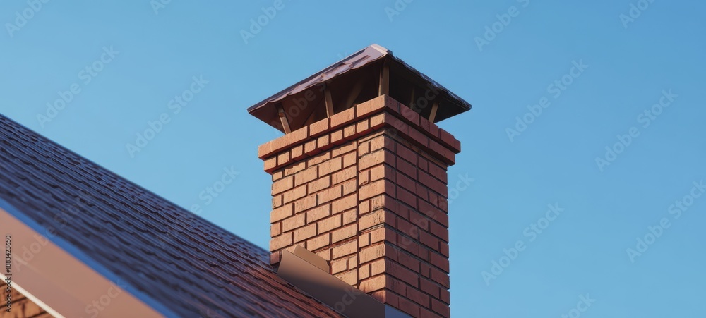 Obraz premium The Chimney Standing Proud Against a Clear Blue Sky on a Rooftop