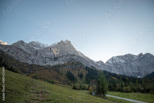 Wallpaper Mural Mountain Landscape with Autumnal Forest and Clear Blue Sky, at Großer Ahornboden, Austria Torontodigital.ca