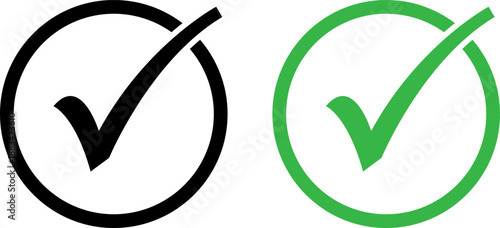 Checkmark circle icons in black and green