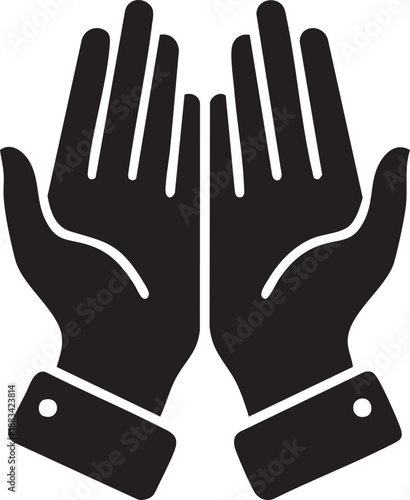Muslim Praying Hands in Dua Supplication Gesture Silhouette for Faith Worship and Islamic Prayer