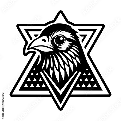 Solid style icon showing a cuculidae head