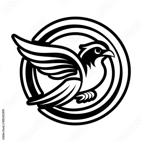 A glyph style icon showing a roadrunner face