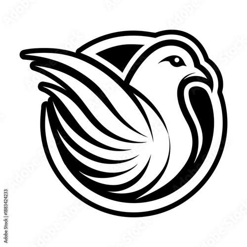 Glyph style icon showing a dove logo