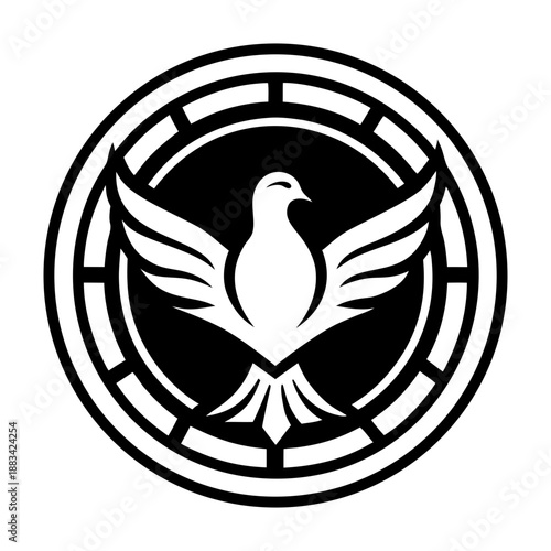 Filled style icon showing a dove mascot