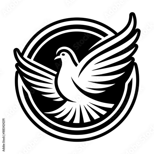 Filled style icon showing a dove symbol