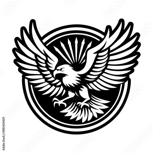 A glyph style icon of an eagle bird