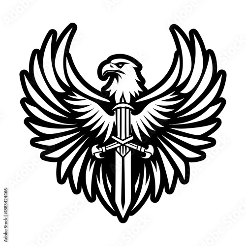 A glyph style icon of an eagle bird