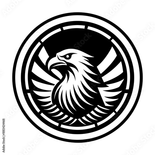 Glyph style icon showing an eagle logo