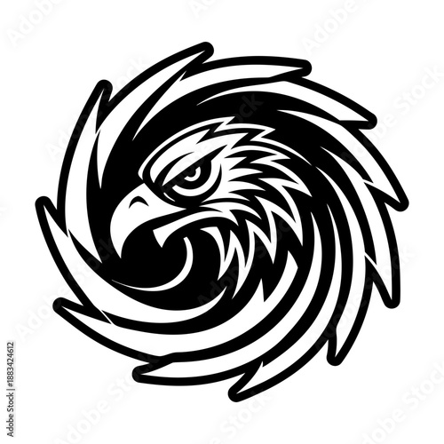 A glyph style icon of an eagle bird