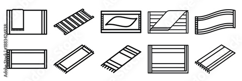 Minimalist beach towel icon pack outline version. Holiday vector design illustration