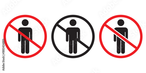 No Entry Sign Vector with Red Stick Figure – Authorized Personnel Only, Restricted Area 
Prohibition Icon