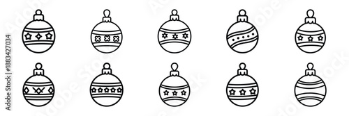 Minimalist christmas ornament travel icon pack outline version. Holiday vector design illustration