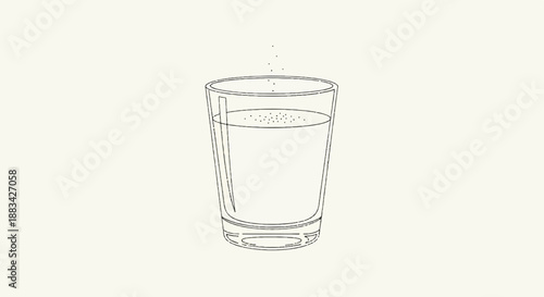 Minimalist line art illustration of a drinking glass with water or soda