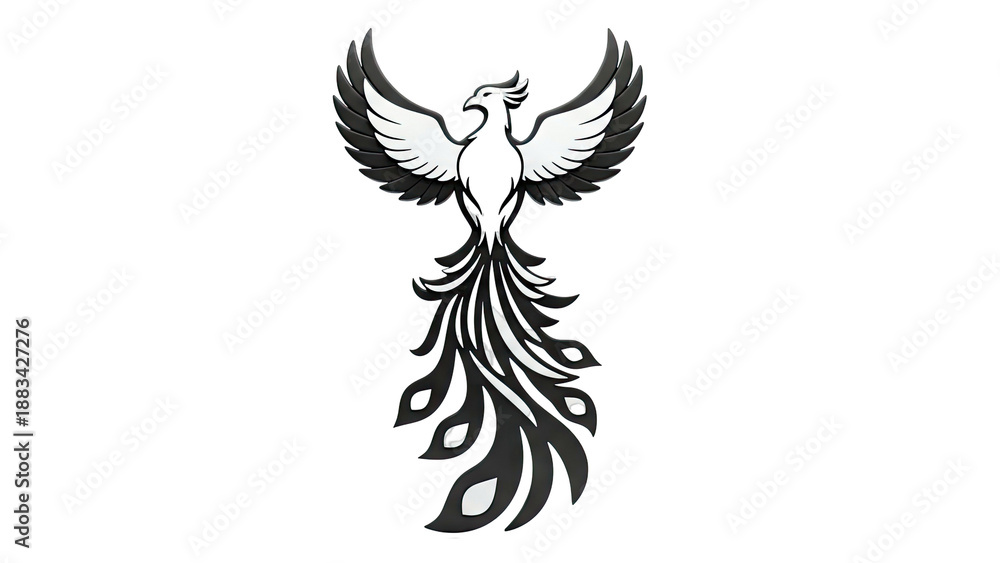 Obraz premium Stylized Black and White Phoenix Emblem