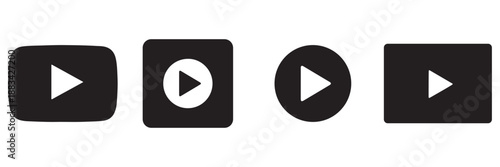 Play Button Vector Icon Set – Video and Audio Player Symbols with Rounded Triangle for Media,
 Streaming and Apps