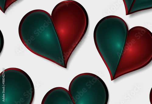 Two purple hearts on a white background. Romantic postcard.