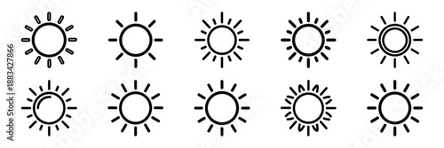 Minimalist holiday happy sun icon pack outline version. Holiday vector design illustration