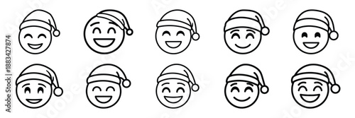 Minimalist holiday happiness emoji icon pack outline version. Holiday vector design illustration