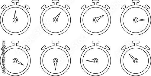 Set of eight minimalist timer icons