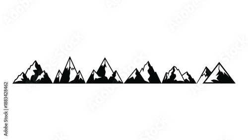 Silhouette of mountain range isolated on white background, Vector