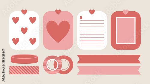 Valentine's day craft supplies Vector, illustration