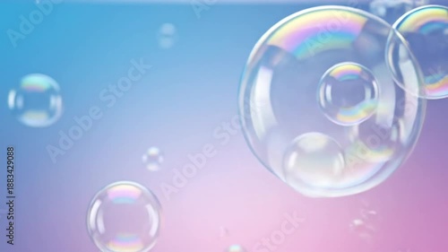 Wallpaper Mural Transparent bubbles floating against a pastel gradient background Torontodigital.ca