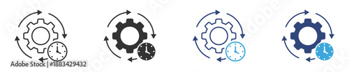 Process Flow Update Icon Set. Workflow Refresh Symbols. Cycle Arrows, Process Loop, Sync Update, Vector Illustration.