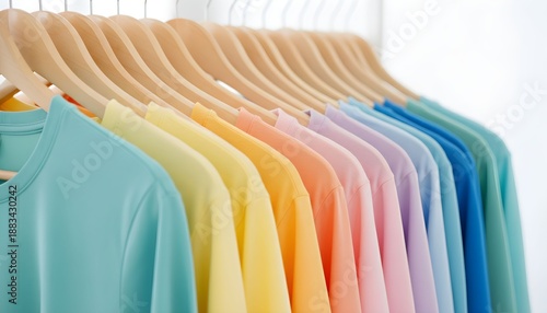 Wallpaper Mural A vibrant assortment of colorful t-shirts on hangers displayed in a row Torontodigital.ca