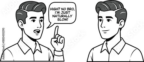 funny, comic, man, saying, sarcastic, quote, naturally, slow, humor, speech, bubble, black, white, cartoon, illustration, character, reaction, joke