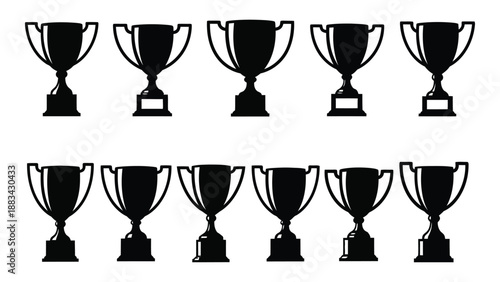 Collection of trophy silhouettes isolated on white background, Vector