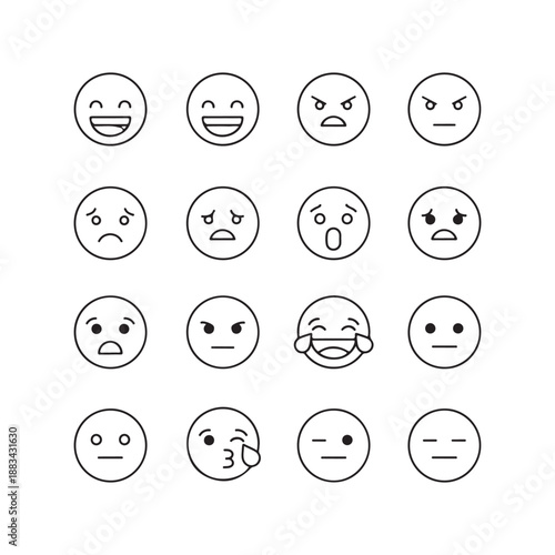 Black and white emoticon faces expressions emotions