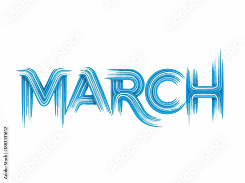 Artistic Blue 'March' Text A Striking Graphic Element for Spring Season Design & Visuals