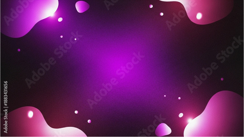 Vibrant Purple Liquid Splashes with Glowing Orbs in Dark Space