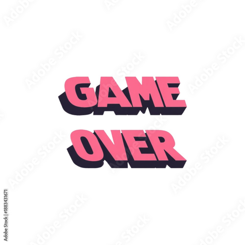 Retro Pink Game Over 3D Text Vector Graphic
